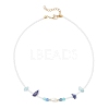 4Pcs 4 Styles Faceted Round and Chip Mixed Gemstone & Natural Cultured Freshwater Pearl & Glass Seed Baeded Necklaces for Women NJEW-JN05602-6