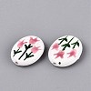 Hand Painted Tulip Flower Oval Porcelain Beads PORC-N012-11B-2