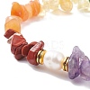 Mixed Gemstone Chips Beaded Stretch Bracelet with Natural Pearl BJEW-JB08166-02-4