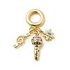 Brass Micro Pave Blue Cubic Zirconia European Dangle Charms KK-C138-01G-1