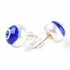Natural Shell Evil Eye Stud Earrings with Enamel EJEW-G334-06J-2