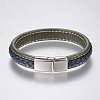 Braided Leather Cord Bracelets BJEW-H561-07-3