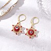 Star of David & Evil Eye Handmade Glass Seed Beads Leverback Earrings EJEW-MZ00389-02-1