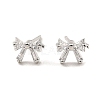 Brass Pave Clear Cubic Zirconia Bowknot Stud Earrings for Women EJEW-G362-13P-1