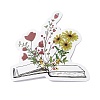 Book with Flower Pattern Self-Adhesive Picture Stickers X-DIY-P069-02-5