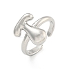 Brass Letter Open Cuff Rings for Women RJEW-G313-01T-P-1