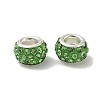 80Pcs Polymer Clay Rhinestone European Large Hole Beads with Silver Color Plated Brass Cores FPDL-LT0001-02B-2
