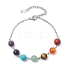 Natural & Synthetic Mixed Gemstone Round Beaded Bracelets BJEW-JB11058-02-1