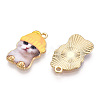 Printed Light Gold Tone Alloy Pendants LS-ENAM-N056-208E-1