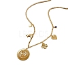 Brass Micro Pave Clear Cubic Zirconia Coin Clover Heart Multi Pendant Necklaces for Women WG98C8B-01-3