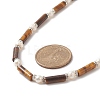 Natural Tiger Eye & Pearl & Crystal Rhinestone Beaded Necklace for Women NJEW-JN04209-03-4