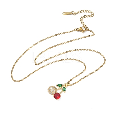 Brass & Cubic Zirconia Pendant Necklaces SA-CBA7E55-03G-02-1