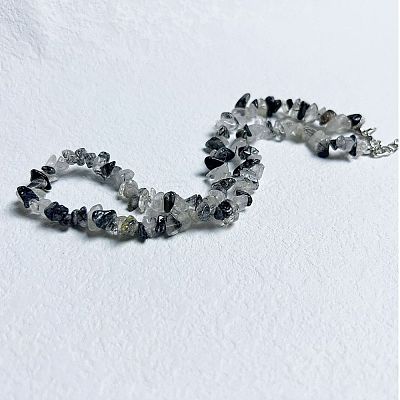 Natural Tourmalinated Quartz Chip Beaded Necklaces for Women IW6789-43-1