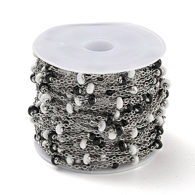 304 Stainless Steel Enamel Link Chains AJEW-Z028-09P-04-1