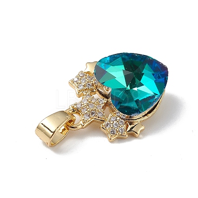 Real 18K Gold Plated Rack Plating Brass Micro Pave Clear Cubic Zirconia Pendants KK-C015-08G-12-1