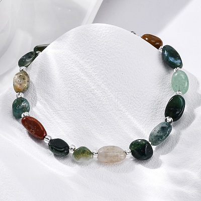 Natural Indian Agate Beaded Bracelets for Women G-P563-07P-20-1