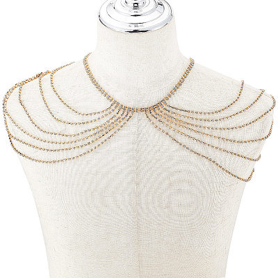 Brass Rhinestone Sexy Shoulder Bra Body Chain FIND-FH0008-13G-1