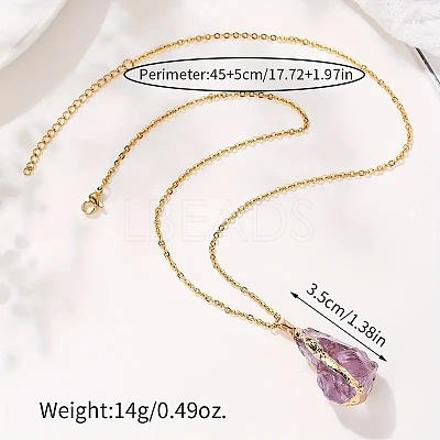 Electroplated Natural Amethyst Raw Rough Pendant Necklaces FS-WG6CEC7-03-1