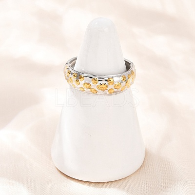 304 Stainless Steel Double Color Cuff Rings RJEW-S635-01GP-08-1