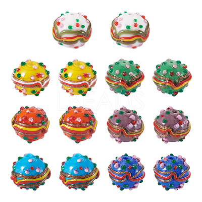 14Pcs 7 Colors Handmade Lampwork Bumpy Beads LAMP-TA0002-42-1