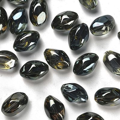 Full Rainbow Plated Crystal Glass Oval Beads Strands EGLA-F026-A02-1