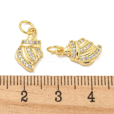 Rack Plating Brass Micro Pave Clear Cubic Zirconia Pendants KK-B093-18G-1