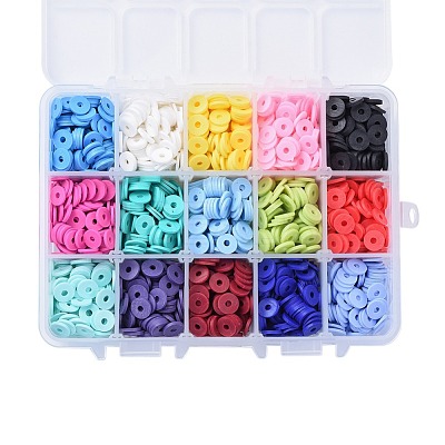 15 Colors Handmade Polymer Clay Beads CLAY-JP0001-02-8mm-1