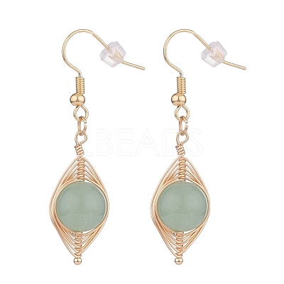 Natural Green Aventurine Braided Dangle Earring EJEW-JE04845-03-1