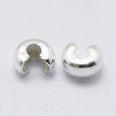 925 Sterling Silver Crimp Beads Cover STER-G027-27S-3mm-1