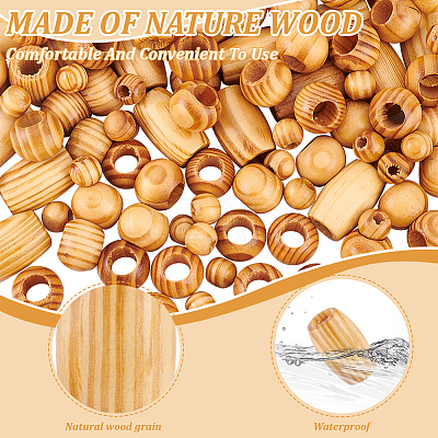 3 Styles Wood Beads WOOD-AN0001-02-1