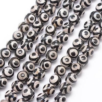 Tibetan Style 3-Eye dZi Beads G-K166-01-8mm-L1-01-1