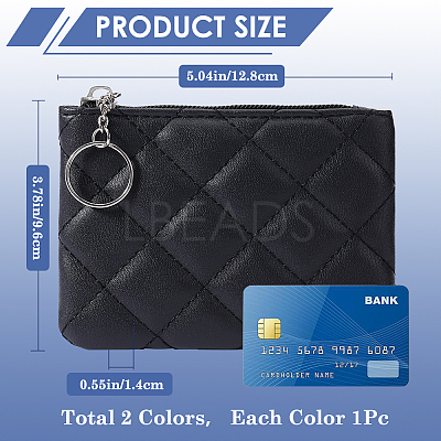 2Pcs 2 Colors Rhombus Pattern PU Leather Zip Pouches ABAG-CP0001-05-1