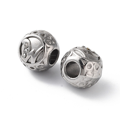304 Stainless Steel Rhinestone European Beads STAS-A092-10W-P-1
