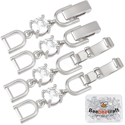 6Pcs Extender Clasps Brass Micro Pave Cubic Zirconia Fold Over Extension Clasps FIND-BBC0003-54A-1