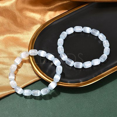 Dyed Natural Selenite Column Beaded Stretch Bracelets for Women BJEW-I312-05A-1