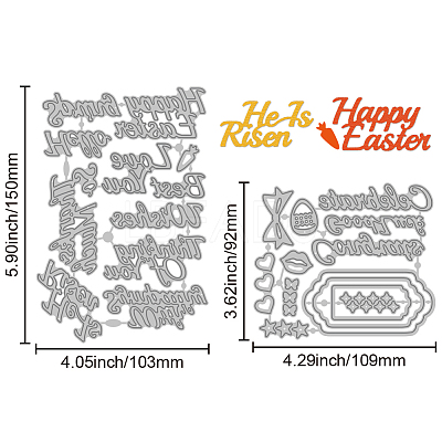 2Pcs 2 Styles Easter Theme Carbon Steel Cutting Dies Stencils DIY-WH0309-3456-1