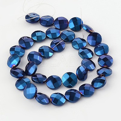 Electroplate Non-magnetic Synthetic Hematite Flat Round Bead Strands G-L368-05F-1