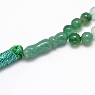 Natural Green Agate Mala Beads Bracelets G-P105-01G-1