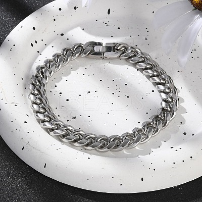 304 Stainless Steel Cuban Link Chain Bracelets for Men BJEW-Z081-01P-03-1