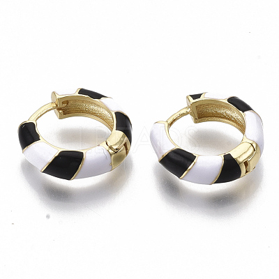 Brass Huggie Hoop Earrings EJEW-S209-04A-1