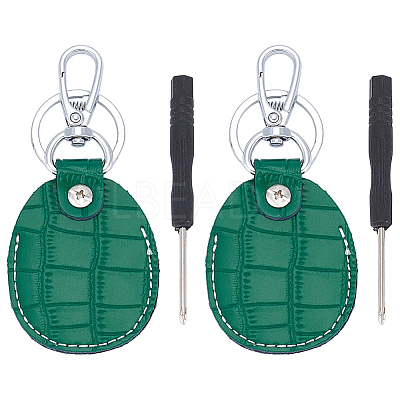 2 Sets Cowhide Pendant Keychains KEYC-CL0001-48-1