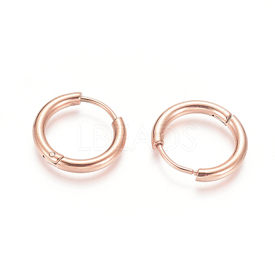 Ion Plating(IP) 304 Stainless Steel Huggie Hoop Earrings EJEW-F111B-17mm-RG-1