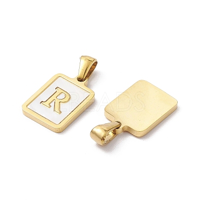 Ion Plating(IP) 304 Stainless Steel Pave Shell Pendants STAS-G327-01G-R-1