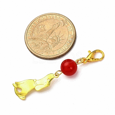 6Pcs Brass Puppy Pendant Decorations HJEW-JM04364-1