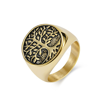 Retro Stainless Steel Tree of Life Finger Ring FIND-PW0020-06D-AG-1