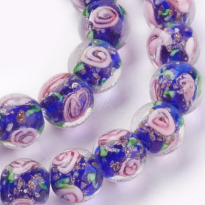 Handmade Gold Sand Lampwork Beads Strands LAMP-P051-D02-1