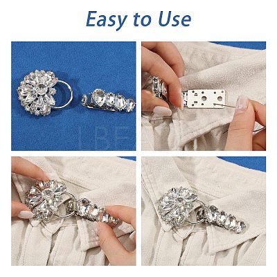 2Pcs Flower Alloy Rhinestone Snap Lock Clasps FIND-FH0018-22A-1
