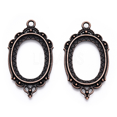 Zinc Alloy Link Cabochon Settings X-PALLOY-WH0001-35R-1
