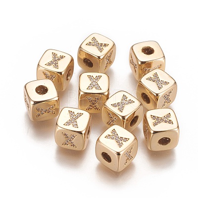 Brass Micro Pave Cubic Zirconia Beads KK-K238-16G-X-1