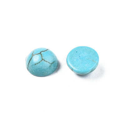 Craft Findings Dyed Synthetic Turquoise Gemstone Flat Back Dome Cabochons TURQ-S266-4mm-01-1